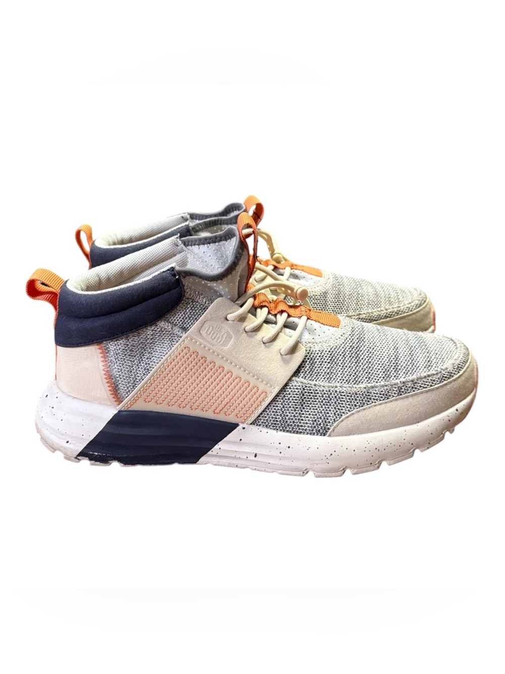Hey Dude Sirocco Mid Trail Sneaker Mens Sz 7 Womens Sz 8.5/9 Gray Orange Mid Top